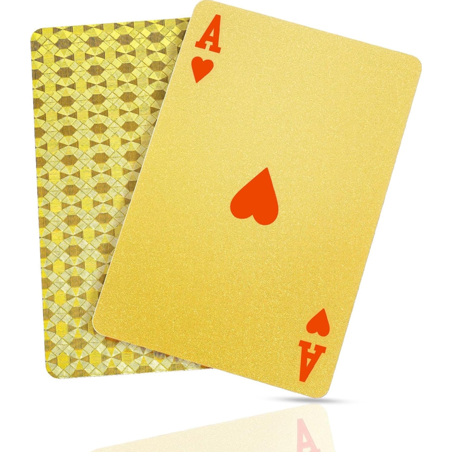 EAY gold waterproof deck of playing cards featuring intricate gold design on standard playing card back.