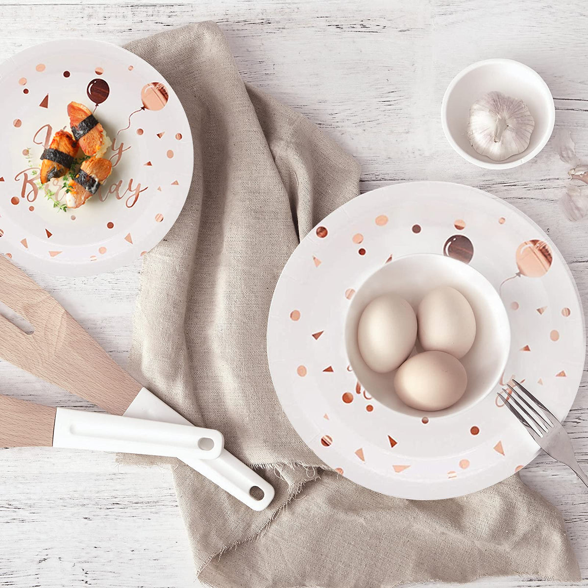 White Rose Gold Party Supplies - LIUGUSUN Official Imagery - 5