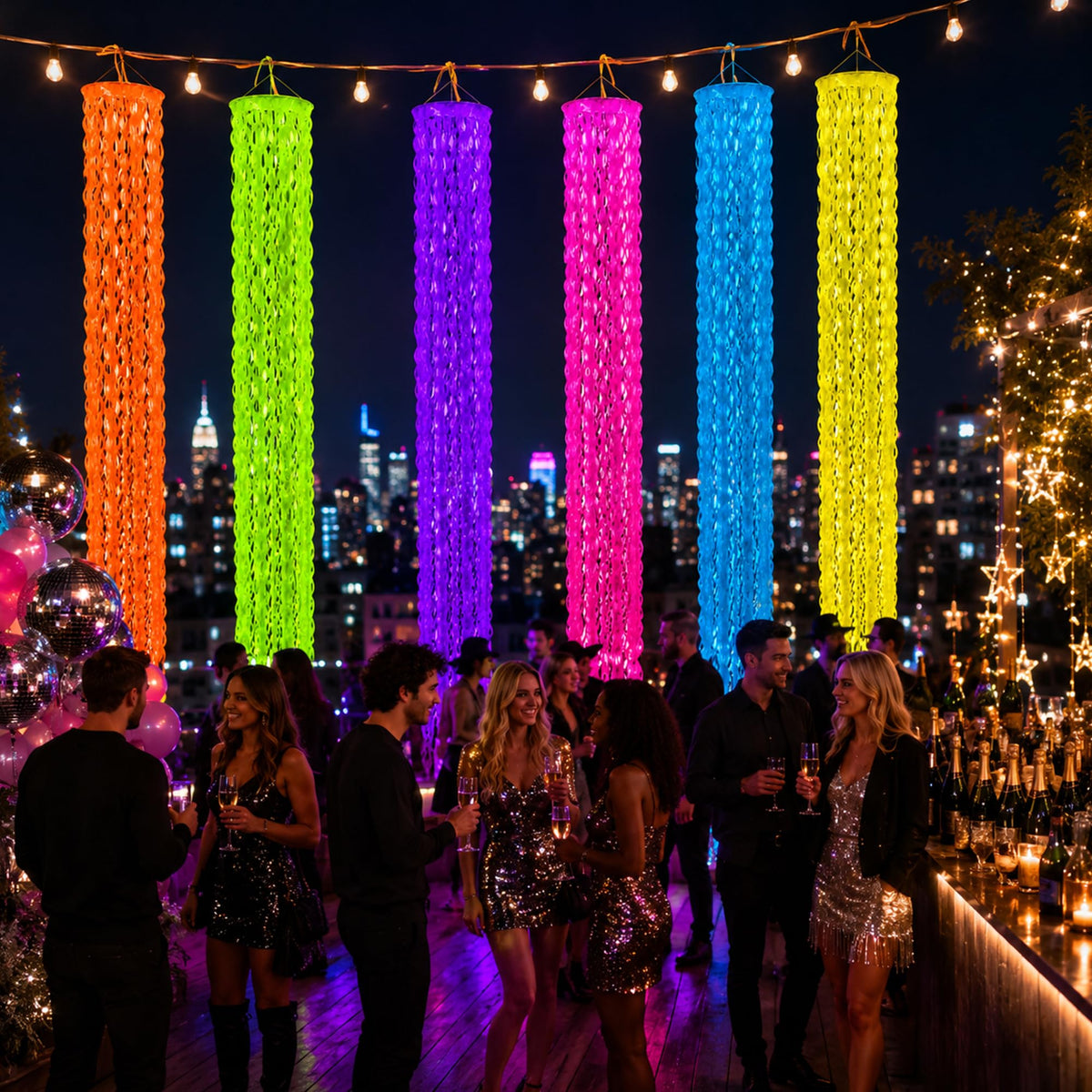 6Pcs Glow in the Dark Neon Party Hanging Backdrop Decor with - succulentlovers Official Imagery - 7