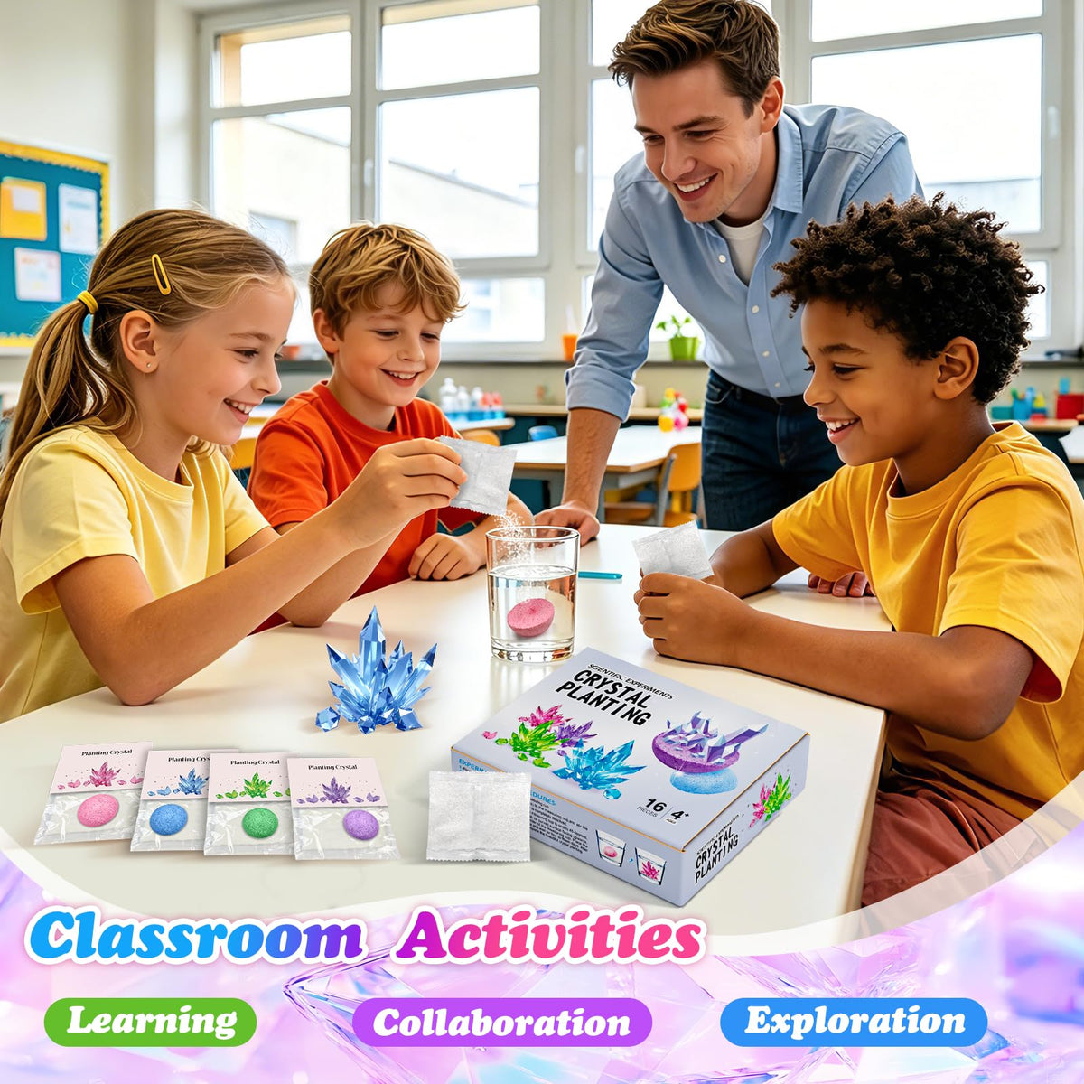 24 Pack Crystal Growing Kit Science Party Favors for Kids - Seivhat Official Imagery - 6
