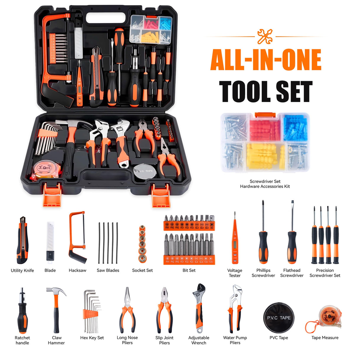 KOOPOOL 160 Piece Home Tool Kit Household Basic Hand Tool - KOOPOOL Official Imagery - 4