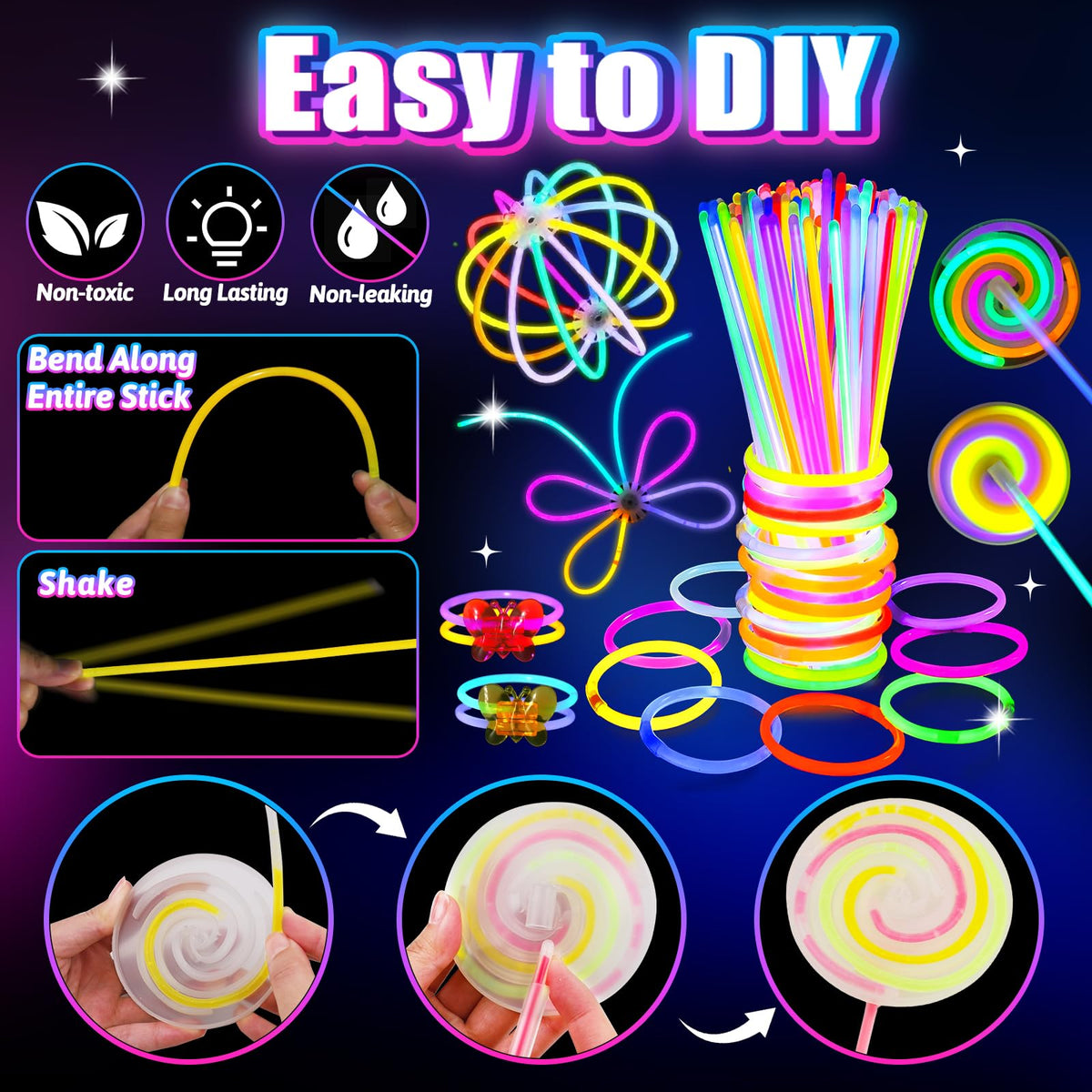 Glow in the Dark Party Supplies for Kids Adults Neon Party - Basytodio Official Imagery - 7