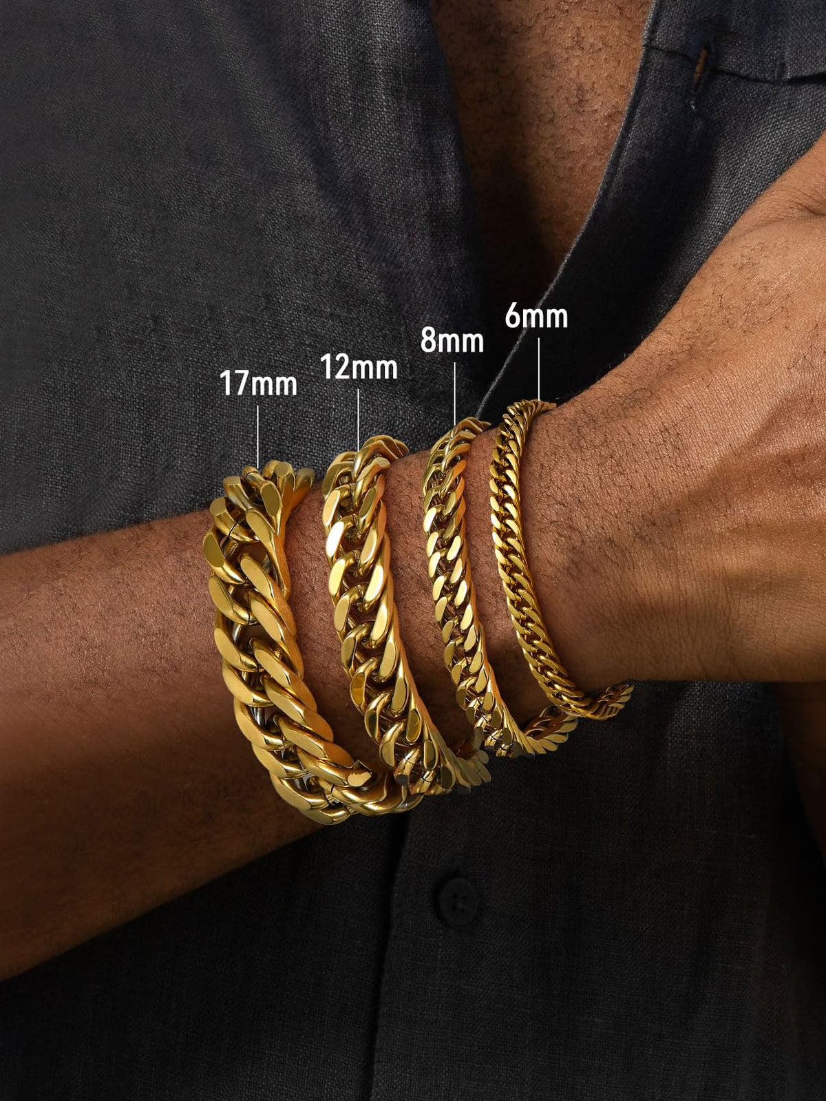 FaithHeart Mens Stainless Steel Cuban Link Bracelet Tarnish - FaithHeart Official Imagery - 4