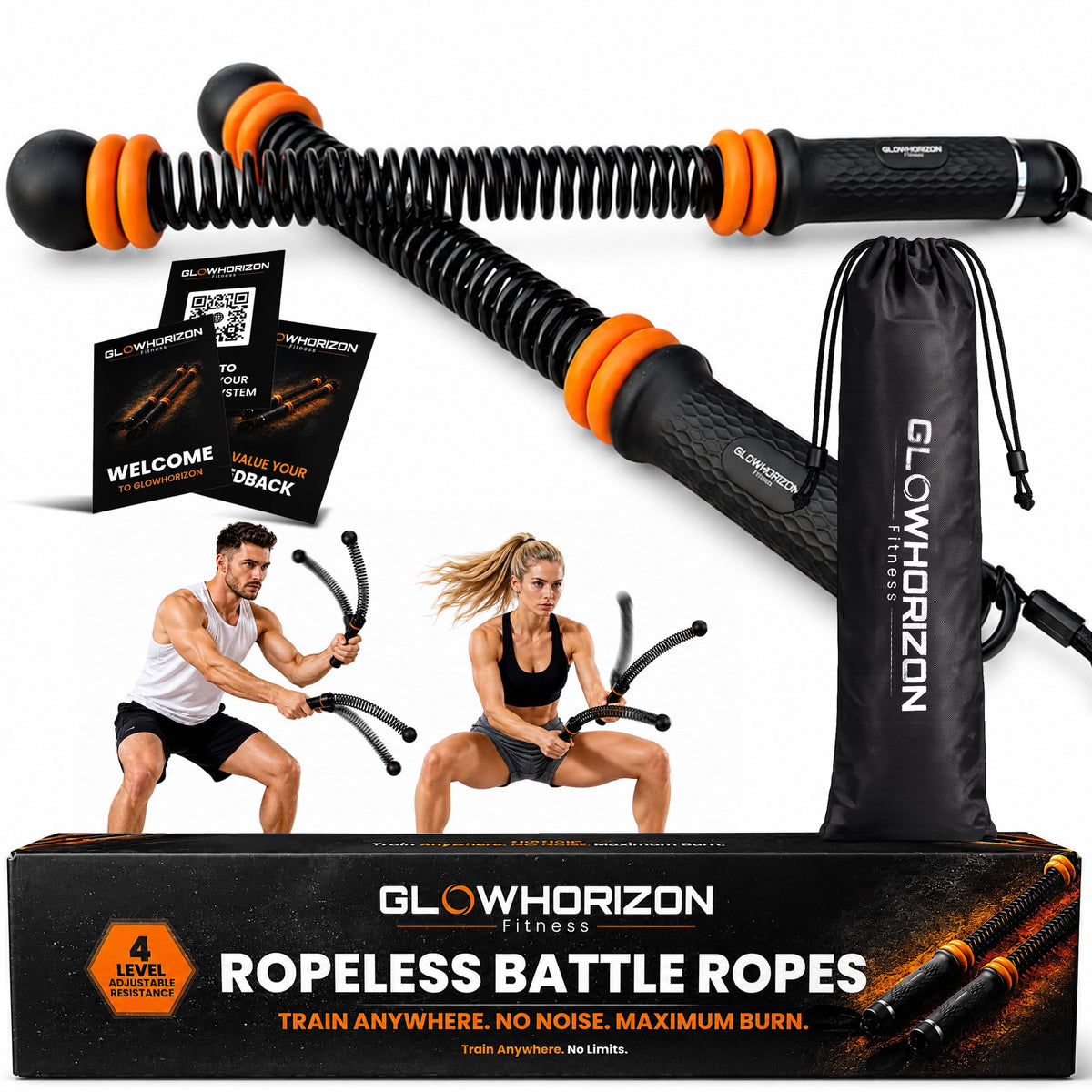 Cordless Battle Ropes Ropeless Battle Ropes with 8 Removable - GlowHorizon Official Imagery - 1