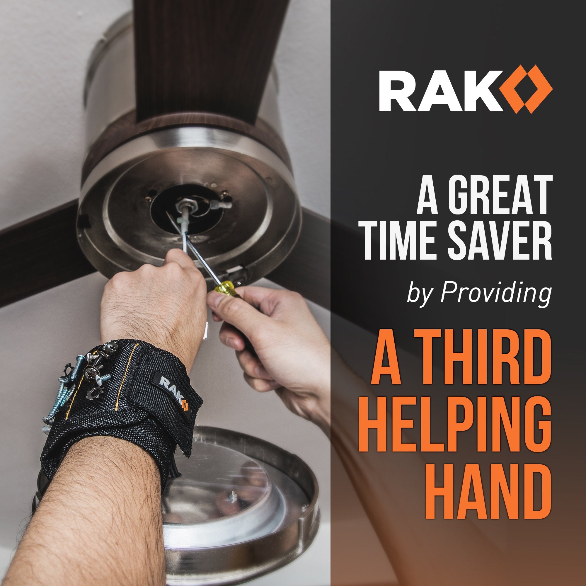 RAK Magnetic Wristband for Tools - Premium Tool Belt for Holding by RAK - Angle View 5
