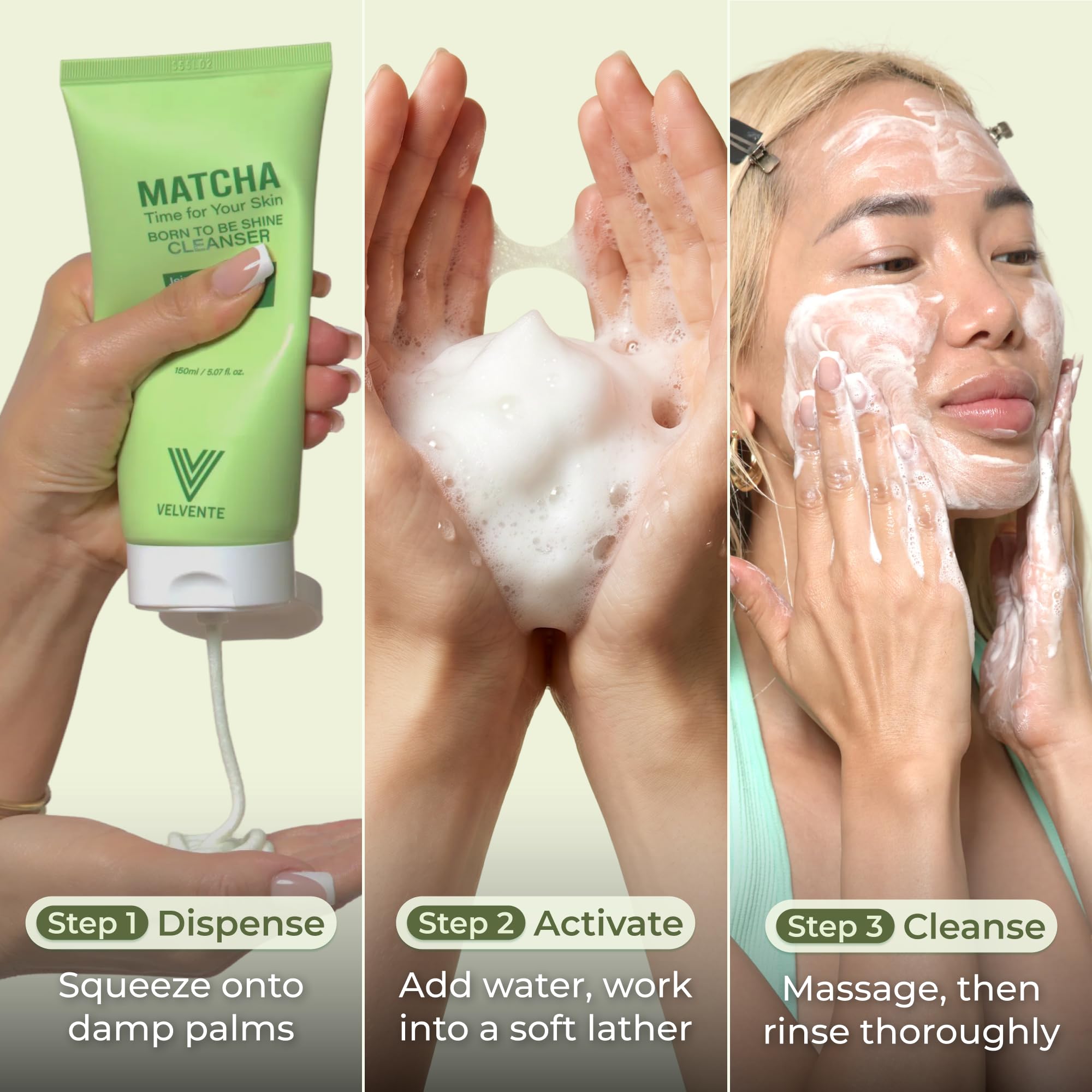 Matcha PDRN Korean Cleanser & Face Wash, Acne-Prone Sensitive... - VELVENTE Official Product View 5
