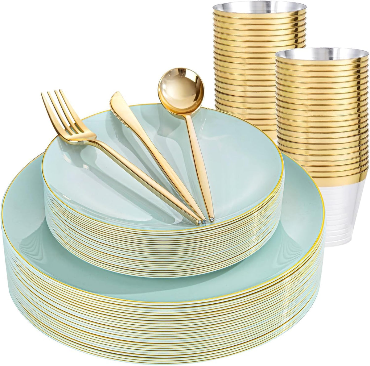 bUCLA 150PCS Green Plastic Plates - bUCLA Official Imagery - 1