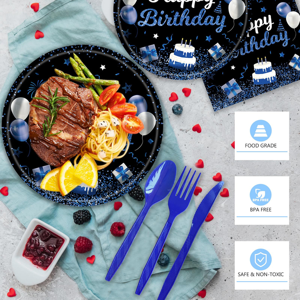 219Pcs Navy Blue Birthday Party Supplies Happy Birthday - Lousuip Official Imagery - 7