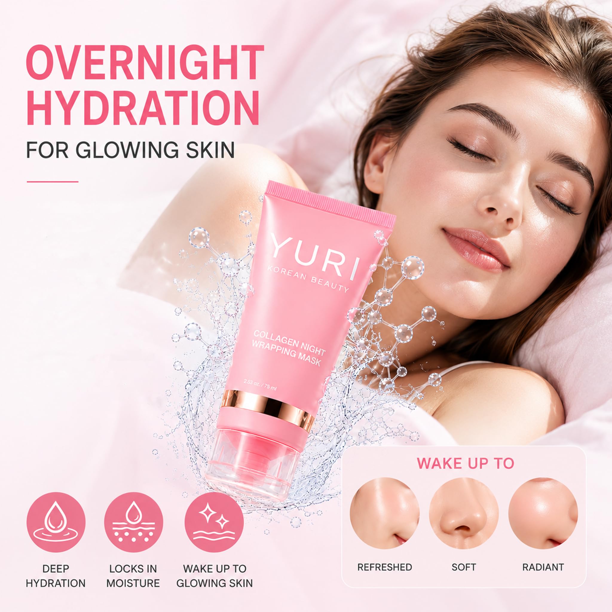 YURI Collagen Night Wrapping Mask, Overnight Peel-Off Sleeping - Yuri Korean Beauty