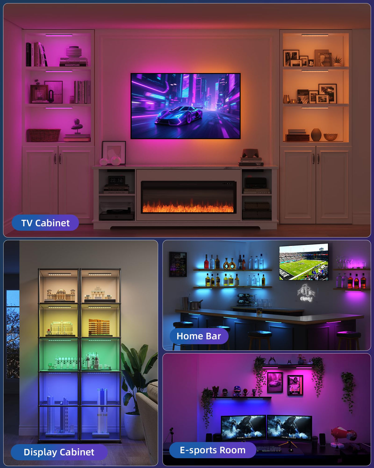 EZVALO 80RGB Color Changing Under Cabinet Lighting Led Shelf - EZVALO Official Imagery - 8