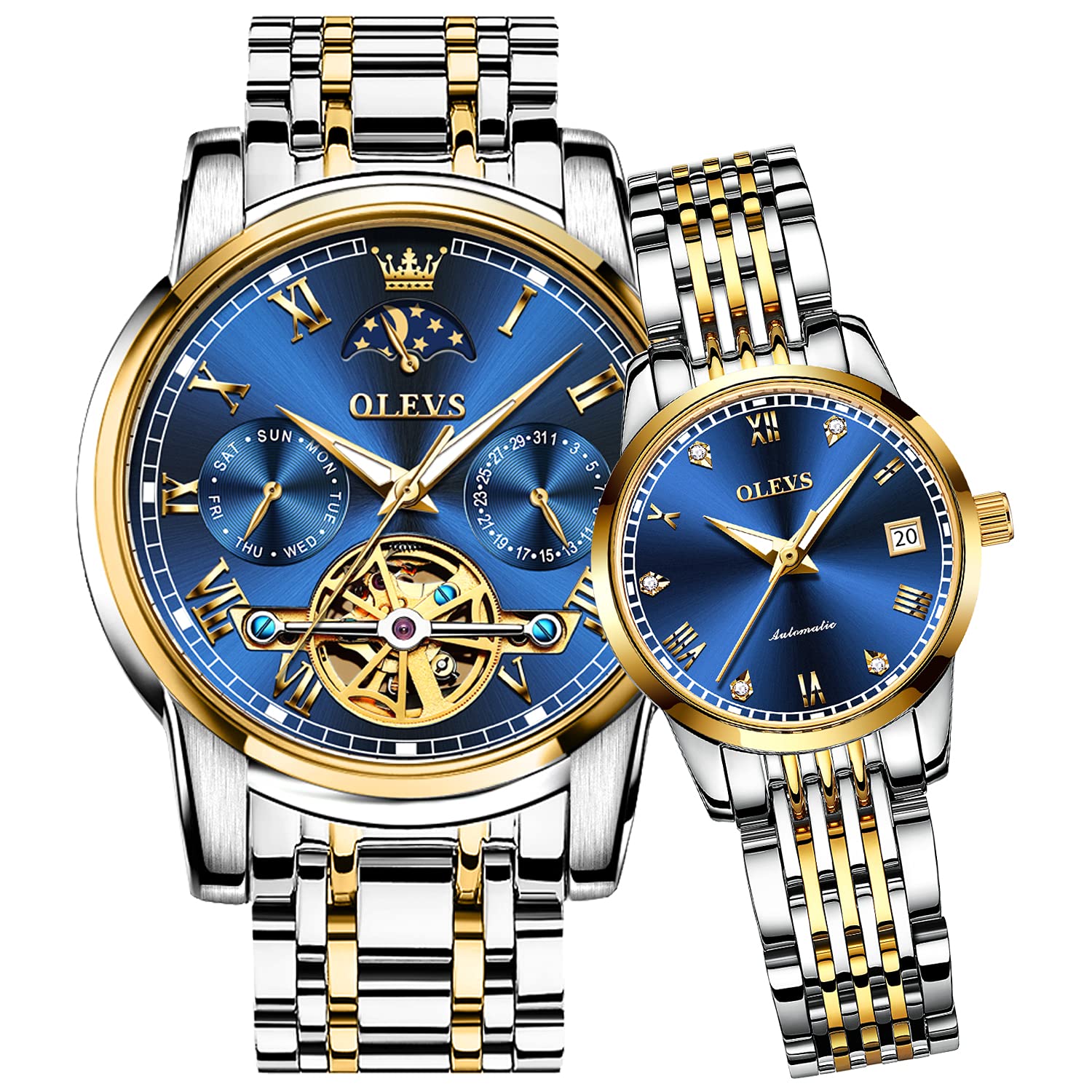 OLEVS Couple Pair Watch Automatic for Men and Women His and Hers - Product Imagery