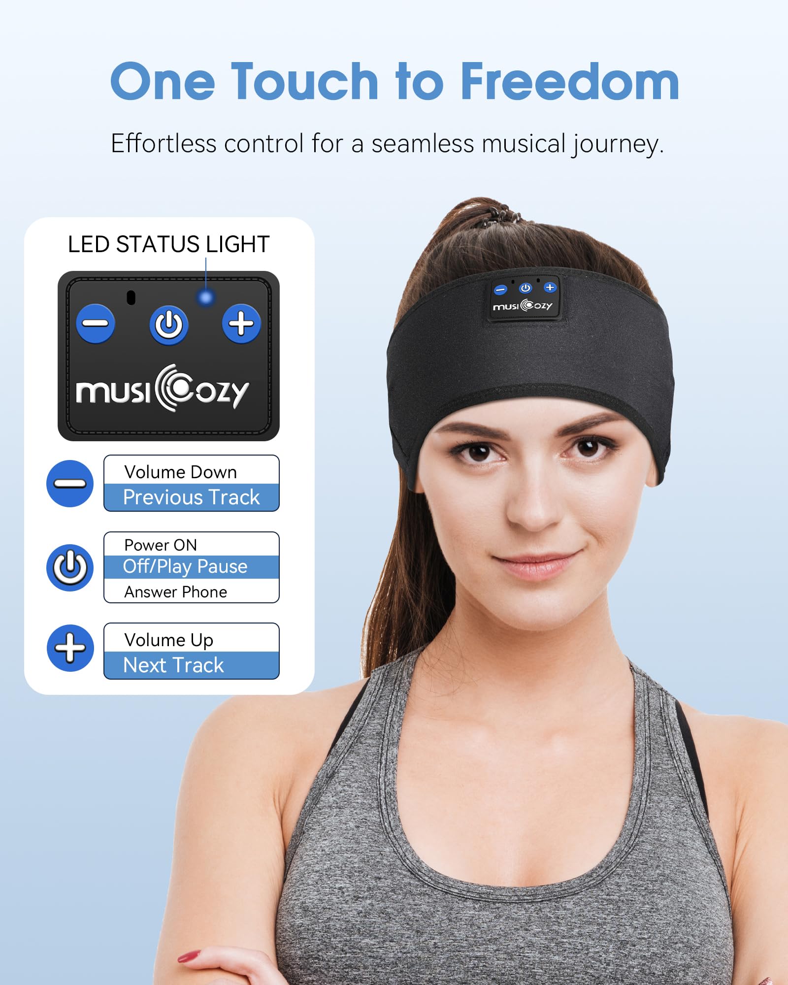 MUSICOZY Sleep Headphones Bluetooth Headband Headphones for Side Sleepers - MUSICOZY Official Product View 5