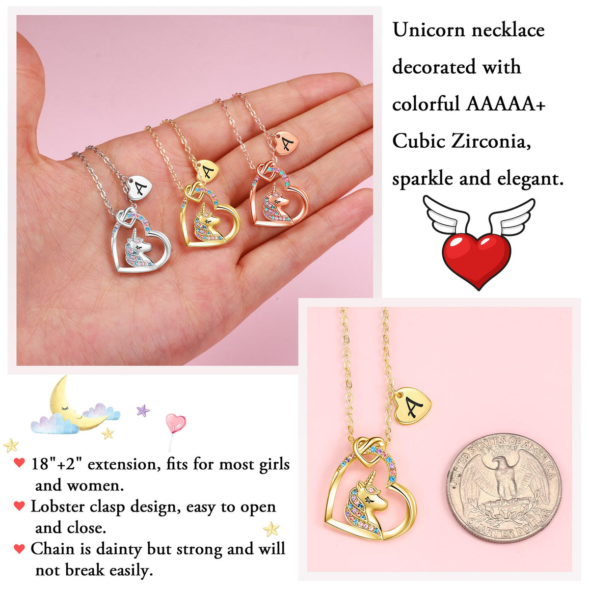Unicorn Necklaces for Girls Kids - Hidepoo Official Imagery - 7