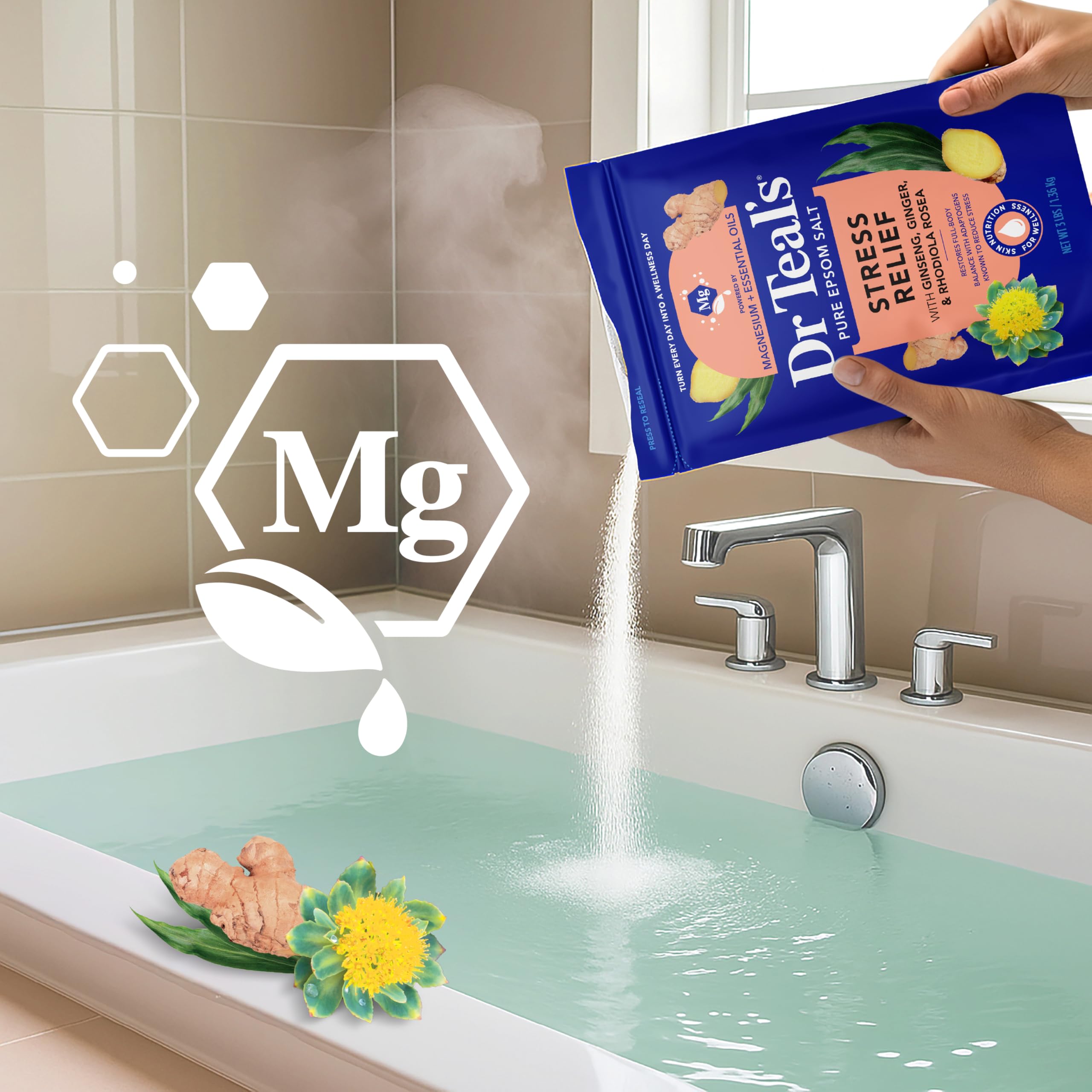 Dr Teal's Epsom Salt Stress Relief Soak with Ginseng & Ginger