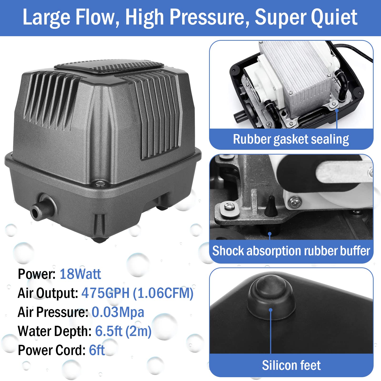 AquaMiracle All-in-One Pond Aeration System - Koi Pond Aerator wi - AquaMiracle Official Product View 4