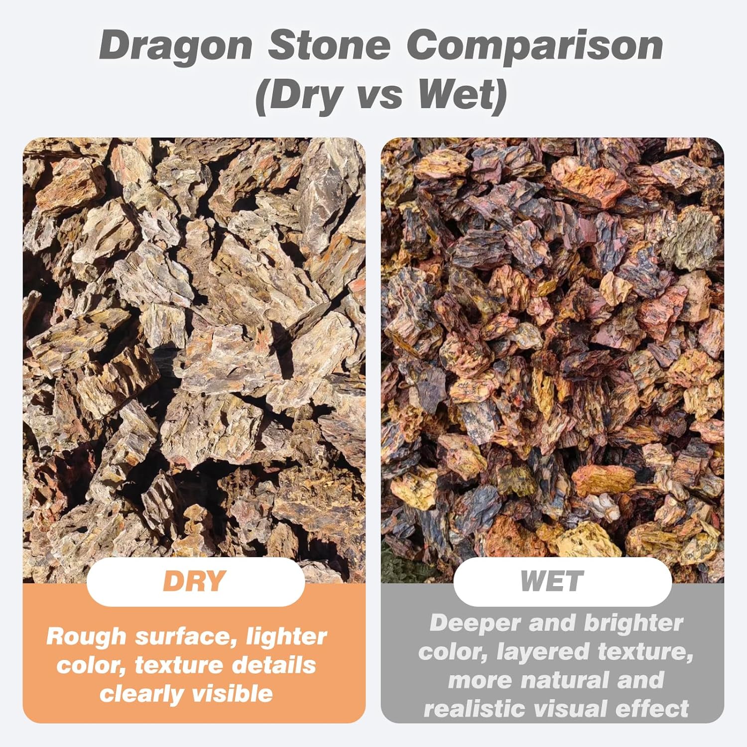 Unocho Dragon Stone aquarium rocks, 5lb Seiryu stone for fish tanks, natural decorative pet product with textured gray stone surface