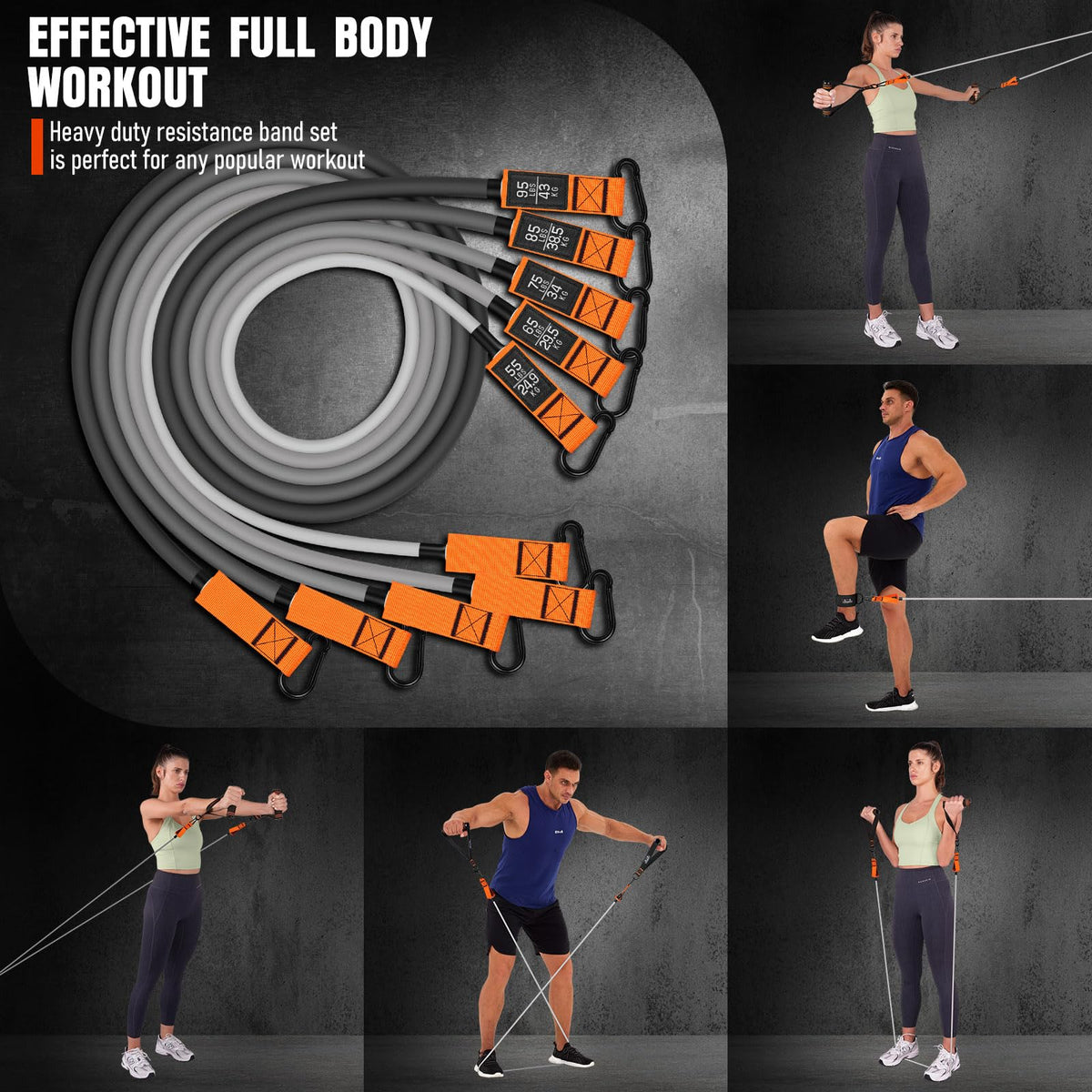 Resistance Bands with Handles 175lb Exercise Bands for - COOBONS FITNESS Official Imagery - 4