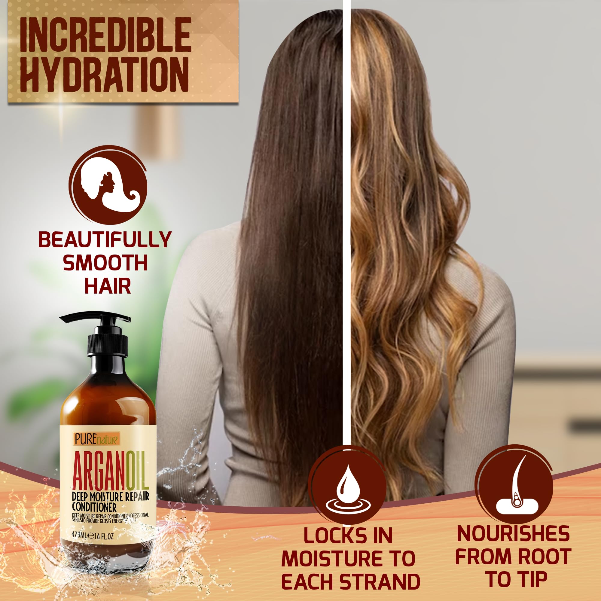 PURE NATURE LUX SPA Moroccan Argan Oil Conditioner - Sulfate Free Products and - PURE NATURE LUX SPA Official Product View 5