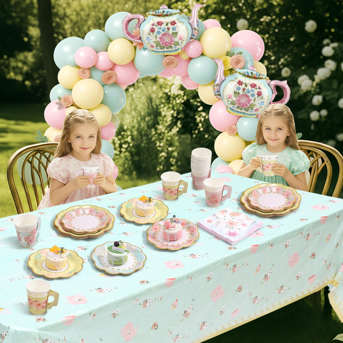 Foldtier 174 Pcs Tea Party Decor Supplies for 12 Guests - FoldTier Official Imagery - 3