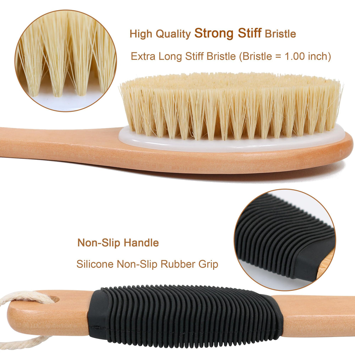 OWIIZI Back Scrubber Brush for Shower Long Stiff Bristle - OWIIZI Official Imagery - 3