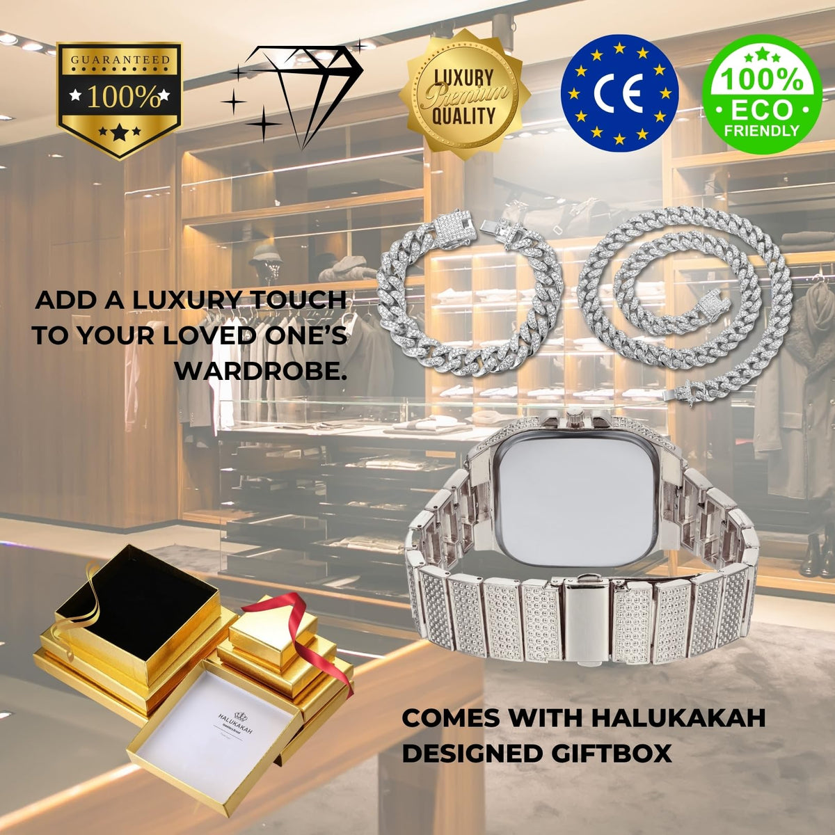 Halukakah Diamonds Gold Watch Iced Out Men s 18K Real Gold - Halukakah Official Imagery - 7