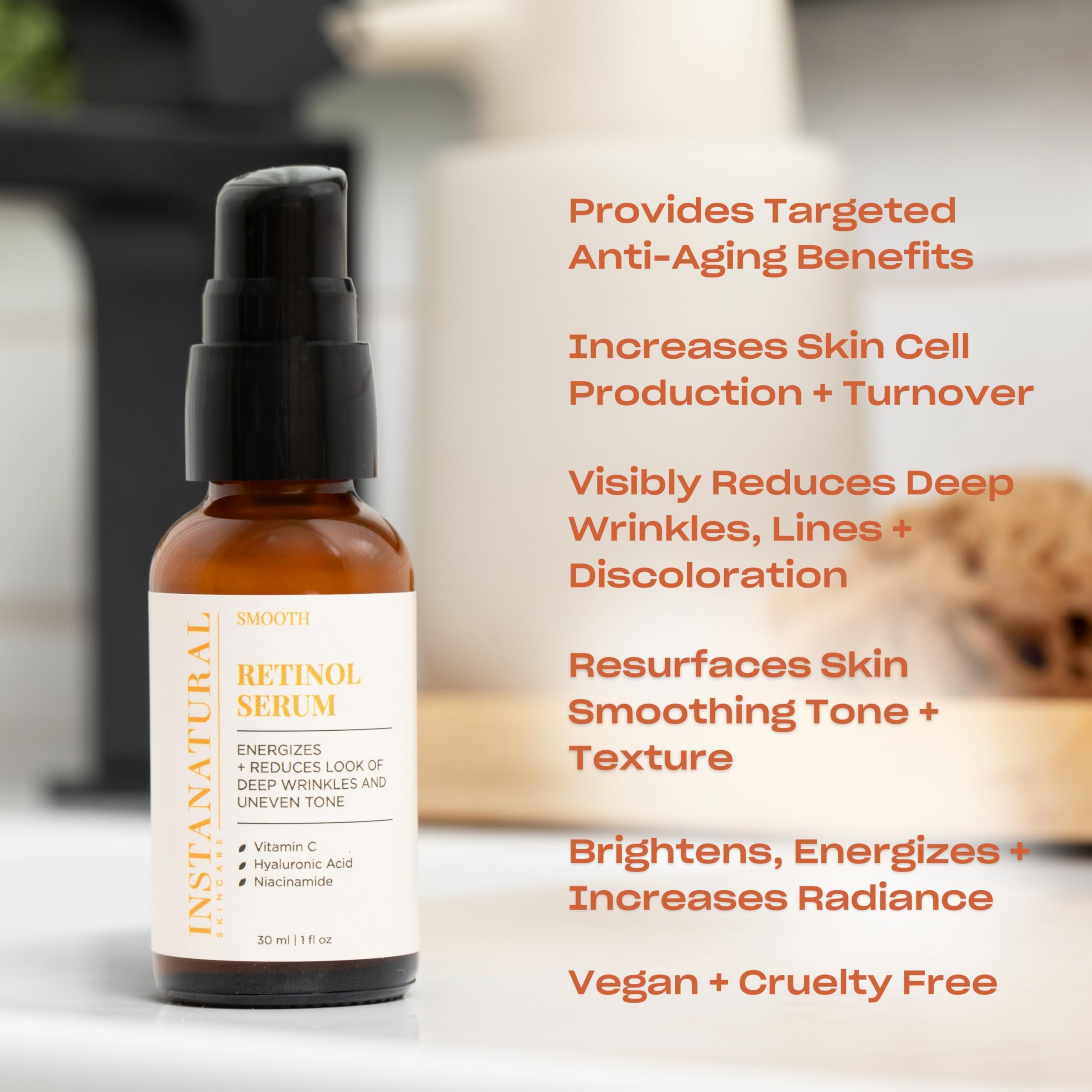 InstaNatural Retinol Serum for Face with Niacinamide Vitamin - InstaNatural Official Imagery - 3