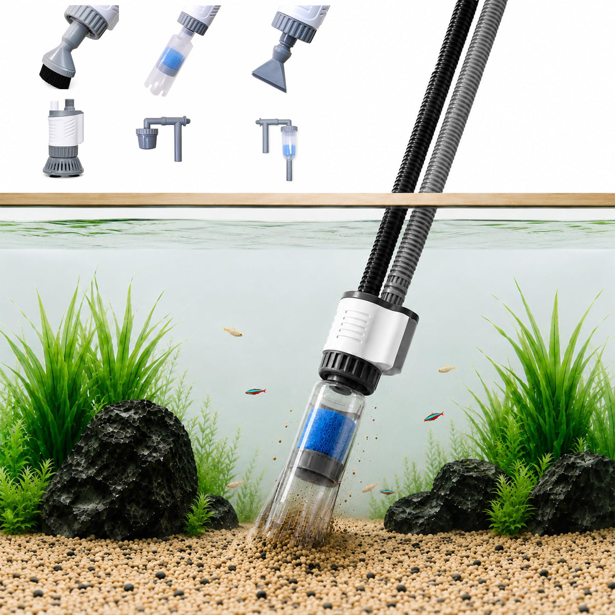Electric Aquarium Gravel Cleaner 30W Fish Tank Vacuum - Vehipa Official Imagery - 1