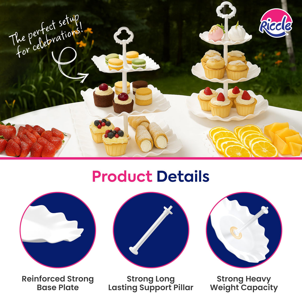 10Pc Dessert Table Display Set 3 Tiered Cupcake Stand Cake - RICCLE Official Imagery - 4