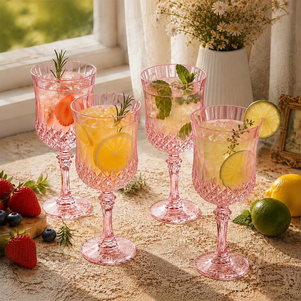 24Pcs Plastic Wine Glasses 7oz Plastic Goblets for Party - ARTGGLLR Official Imagery - 5