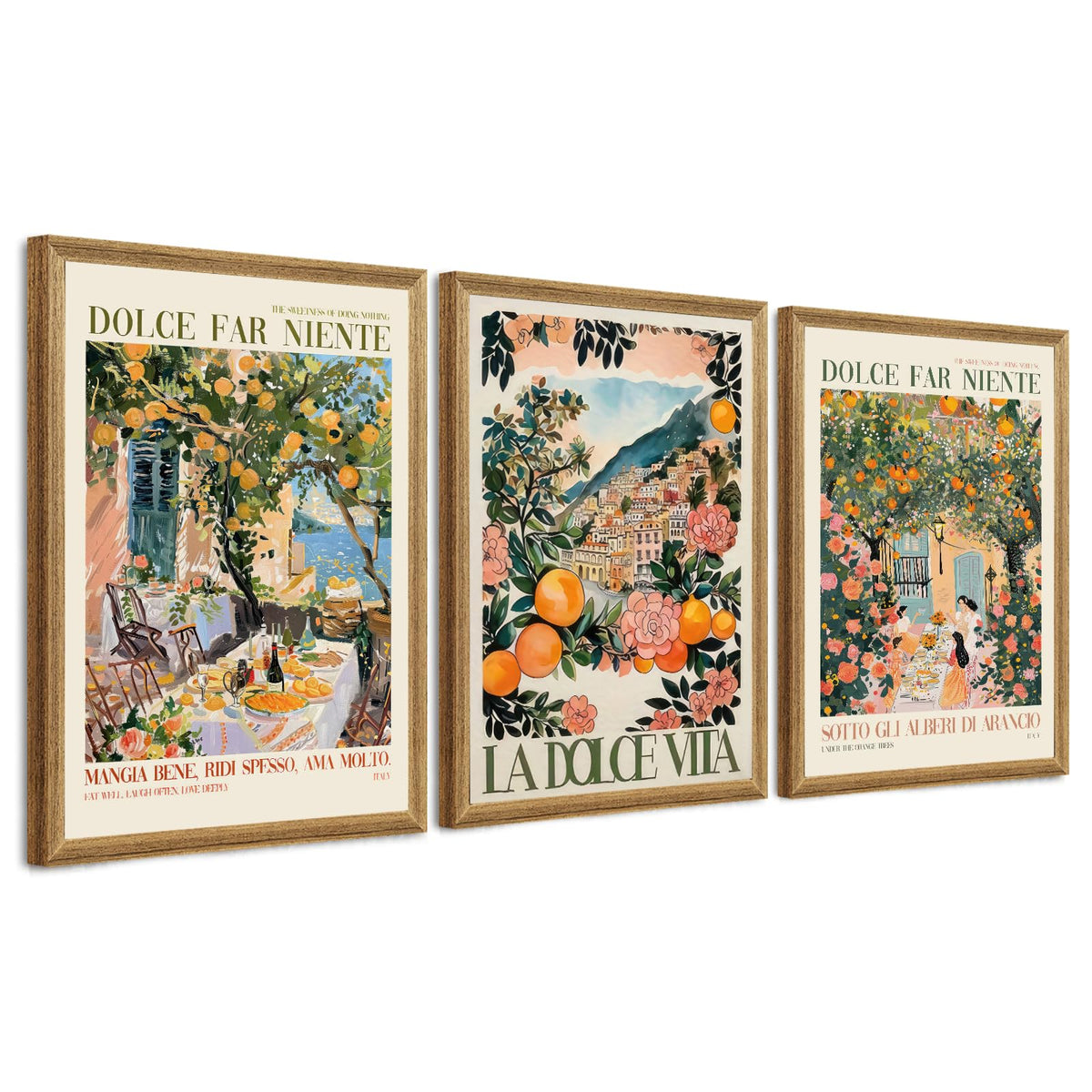 SYWENNOI Triptych Dolce Far Niente Framed Cnavas Wall Art - SYWENNOI Official Imagery - 1