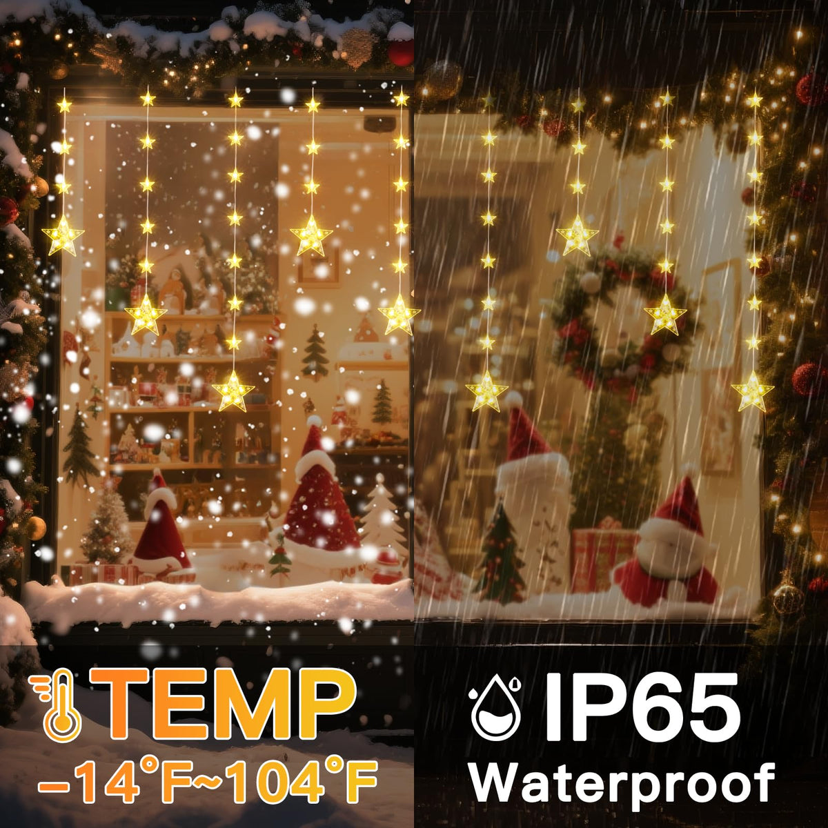 Rechargeable Stars Christmas Window Lights IP65 Waterproof - Prisay Official Imagery - 8