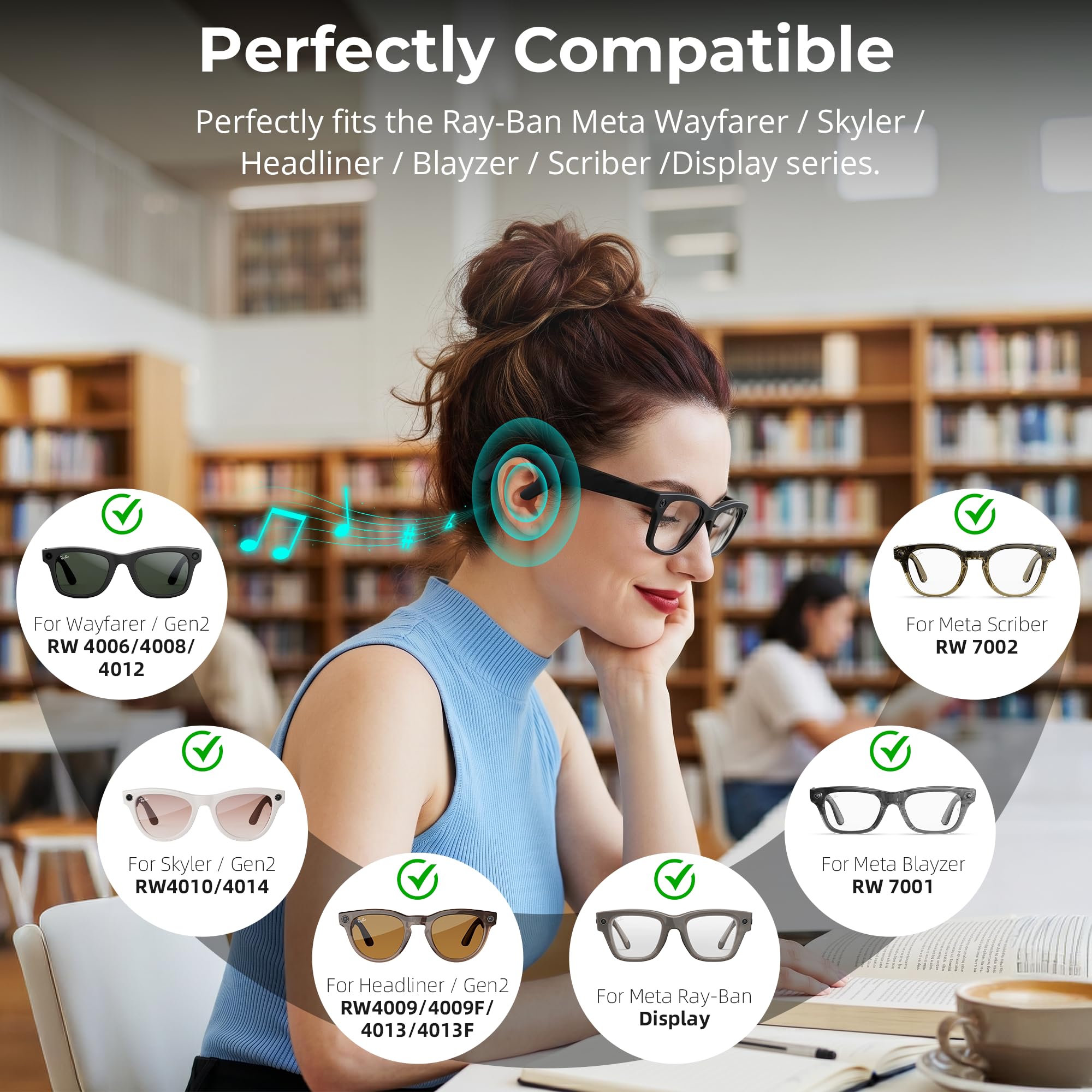 HIBLOKS Voice Privacy Ear Tips for Ray-Ban Meta Smart Glasses Acc by HIBLOKS - Angle View 2