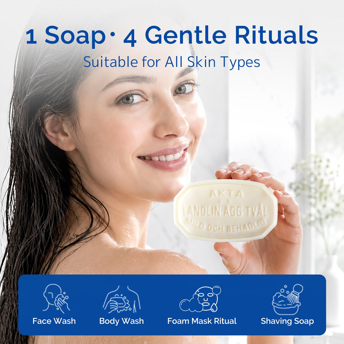 VICTORIA Swedish Egg White Face Soap Bar 3 in 1 Gentle Daily - VICTORIA Official Product Imagery - 5