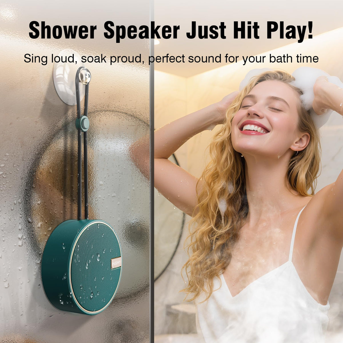 INSMY C12 IP67 Waterproof Shower Bluetooth Speakers Portable - INSMY Official Imagery - 5