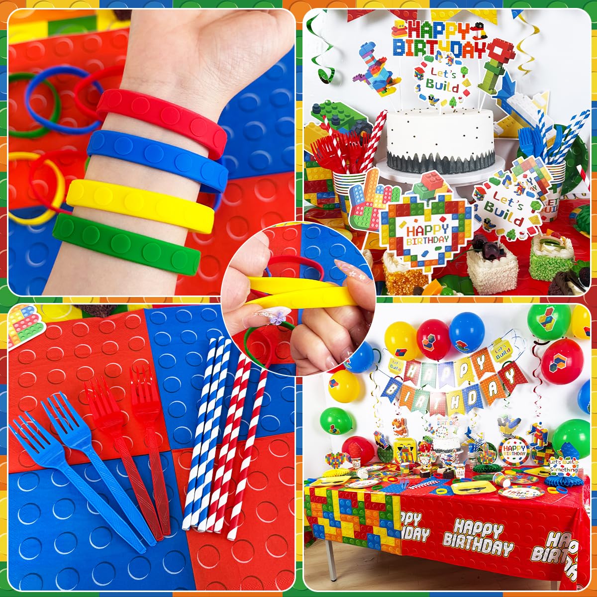 224Pcs Building Block Birthday Decorations ALL IN 1 Serves - Haiyumaoyi Official Imagery - 7