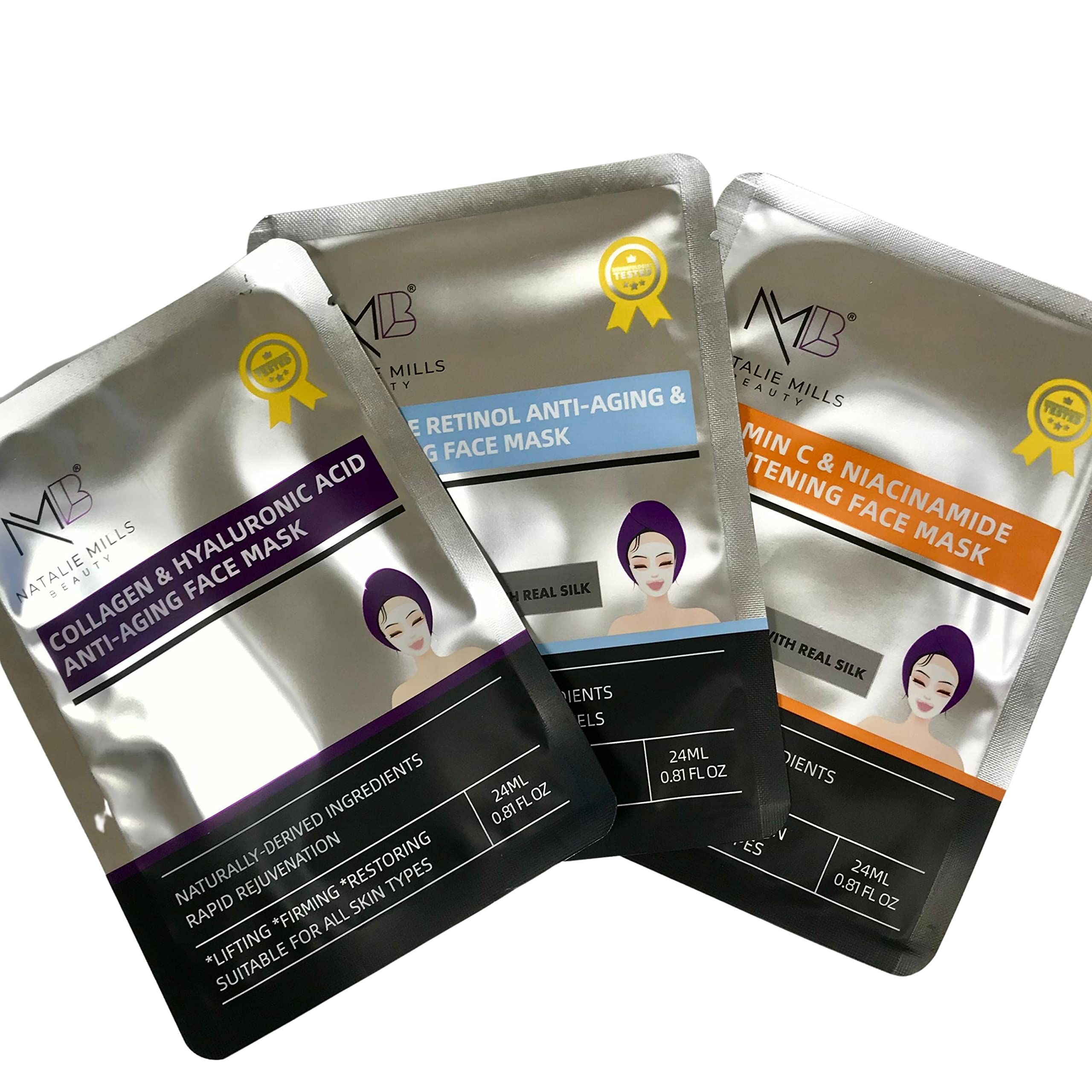 Natalie Mills Collagen & Hyaluronic Acid Anti - Aging SILK Face Mask - Natalie Mills Official Product View 9