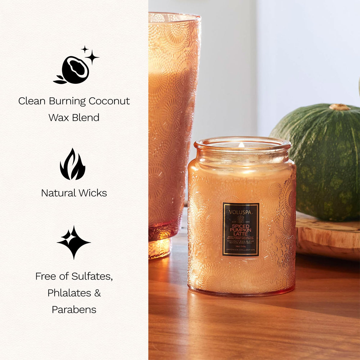 Voluspa Spiced Pumpkin Latte Large Scented Candle Jar 18 Oz - Premium Selection Official Imagery - 5