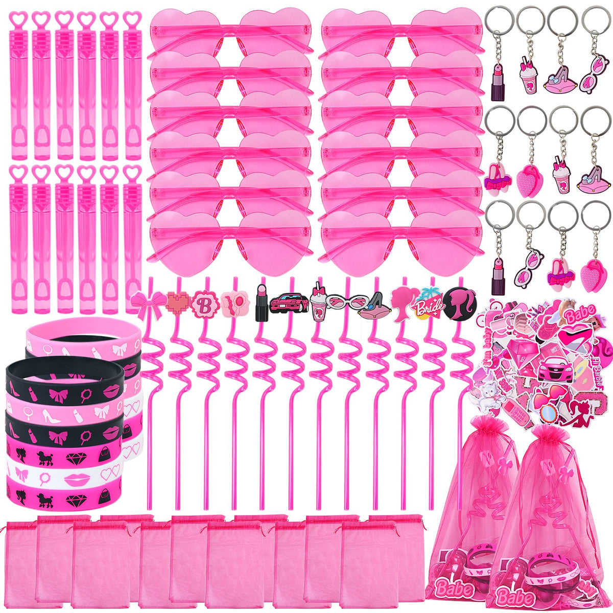 122pcs Pink Party Favors for Girls Pink Girls Birthday Party - TKNOUS Official Imagery - 1