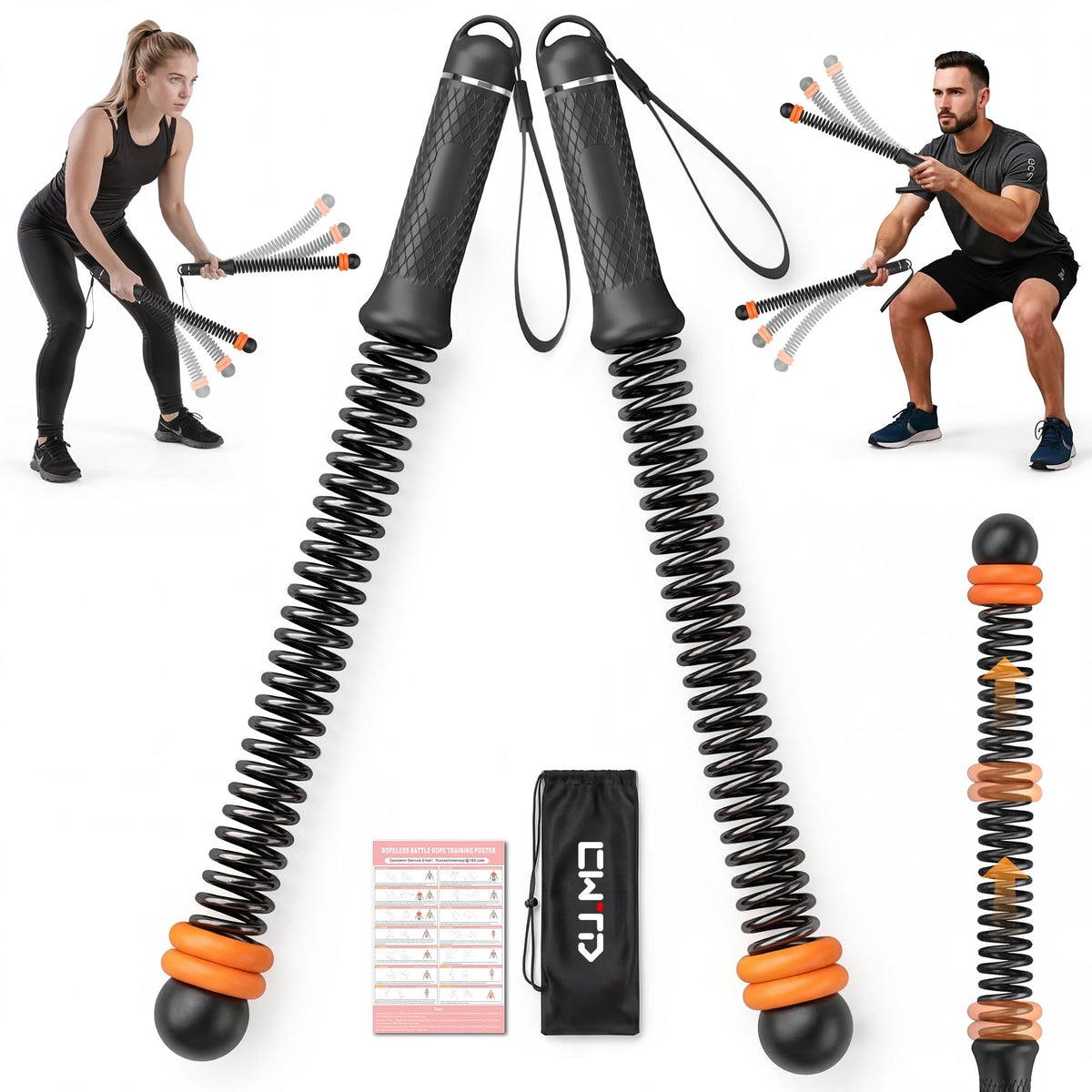 Portable Weighted Cordless Battle Ropes for Men Women Black - CUWANTIANDI Official Imagery - 2