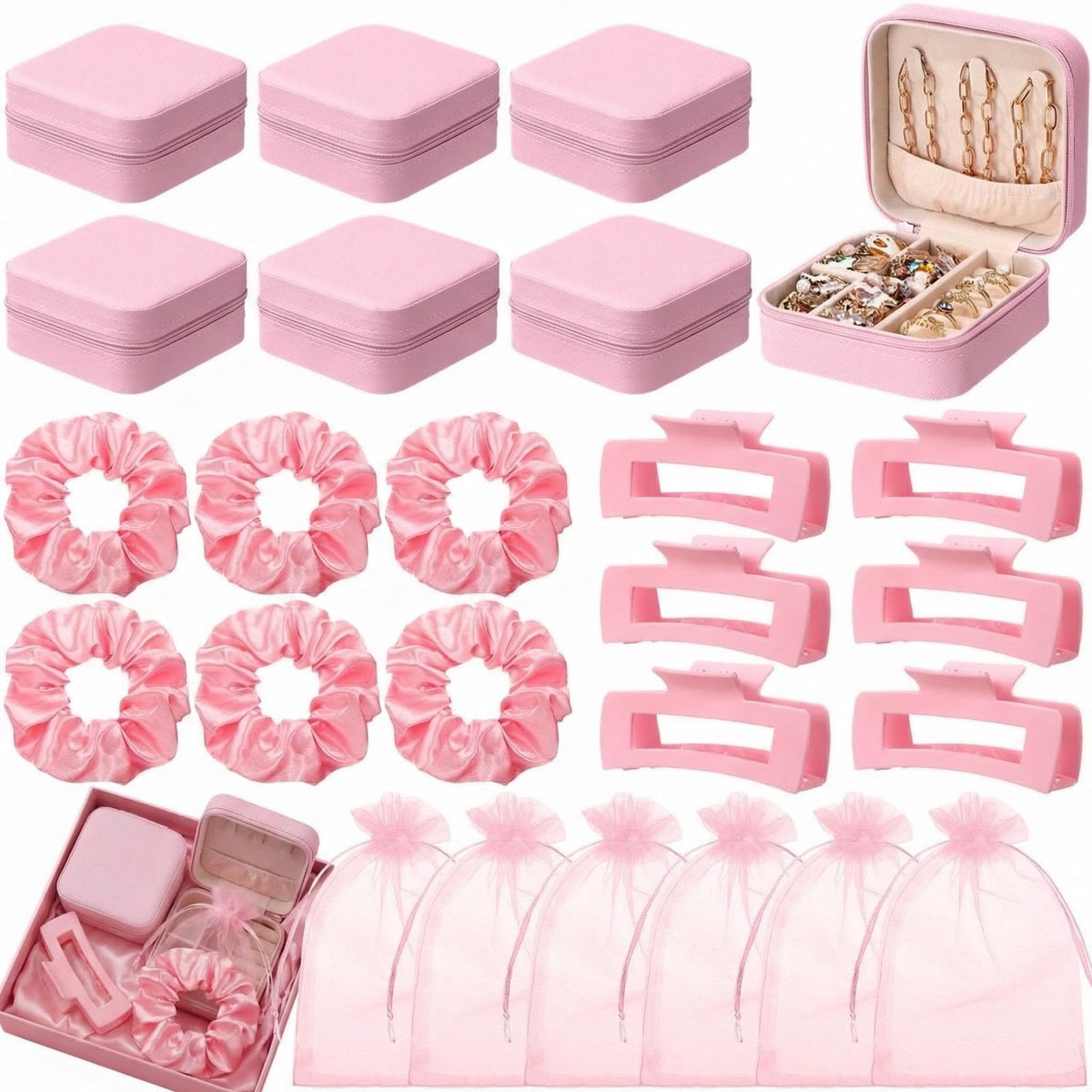 24 Pcs Girls Spa Sleepover Party Favor Gift Kit Pink PU - Cunno Official Imagery - 1