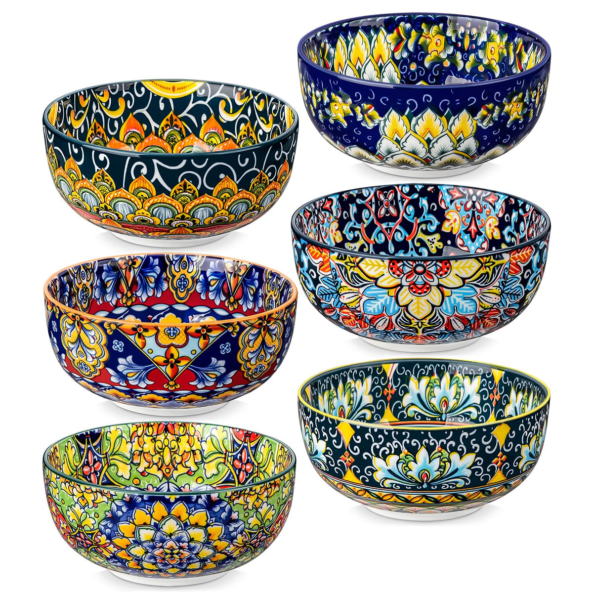 vancasso SIMI 28 oz Cereal Bowls Set of 6 Bohemian Ceramic - vancasso Official Imagery - 2