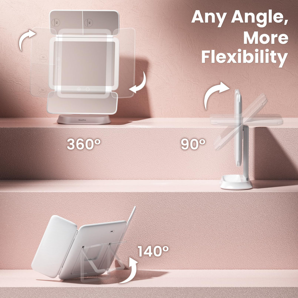 Makeup Mirror with Lights and 7X 5X 1X Magnification Vanity - Beautifive Official Imagery - 4
