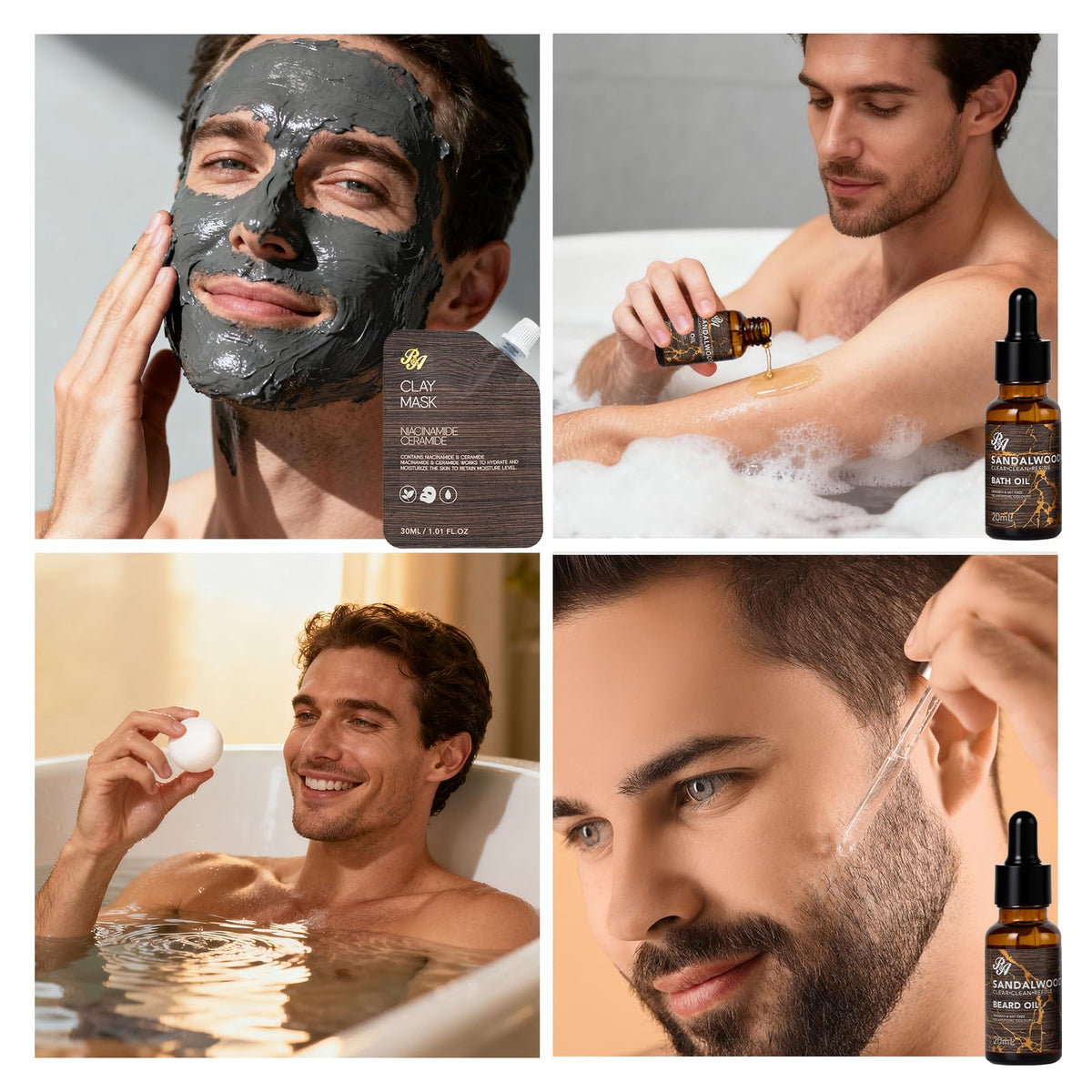Sandalwood Beard Grooming Set For Men 21 Pcs Facial Skin - RA ROSA ACCA Official Imagery - 4