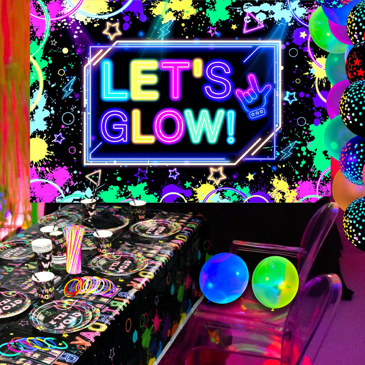 Glow Neon Party Supplies - Ywediim Official Imagery - 6
