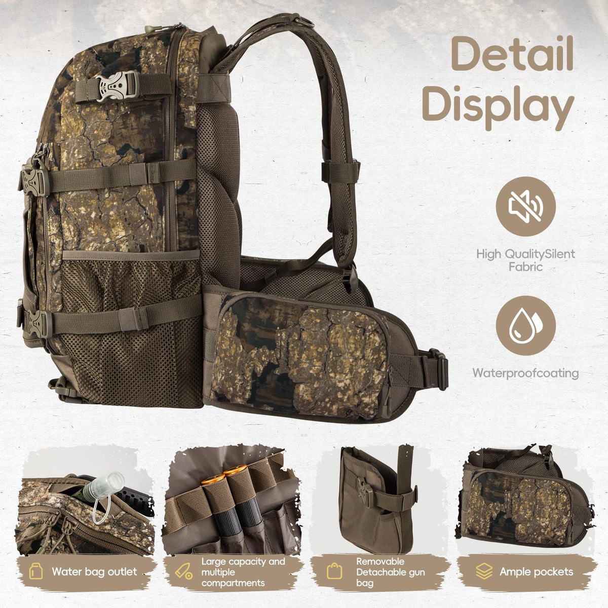 Hunting Backpack for men Silent Fabric Rifle Bow Carry - BLISSWILL Official Imagery - 5