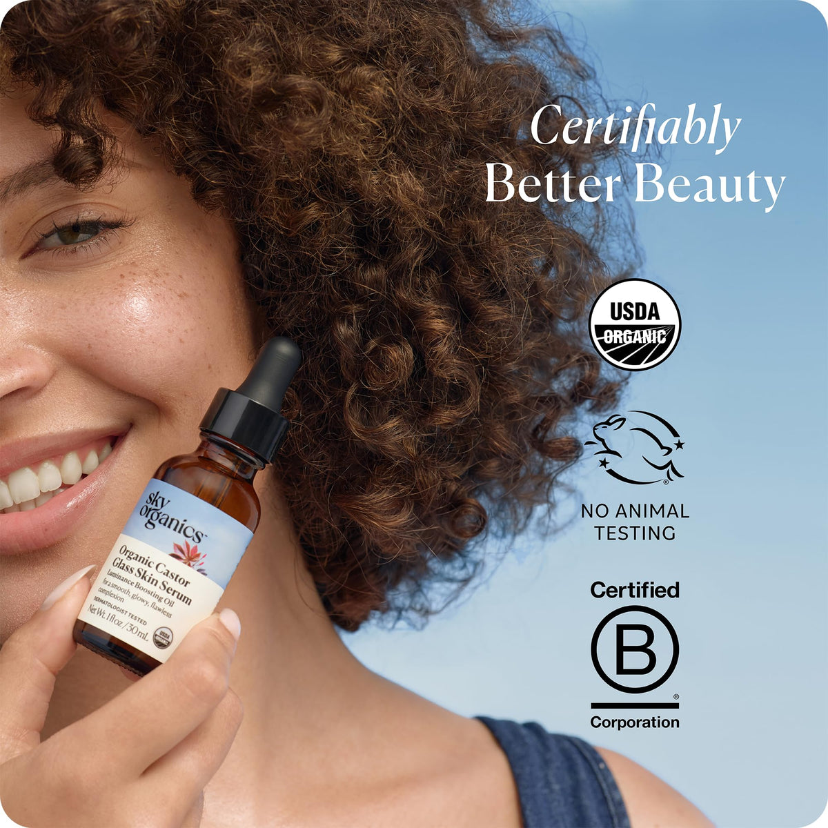 Sky Organics Organic Castor Glass Skin Serum 1 floz for Face - Sky Organics Official Imagery - 7