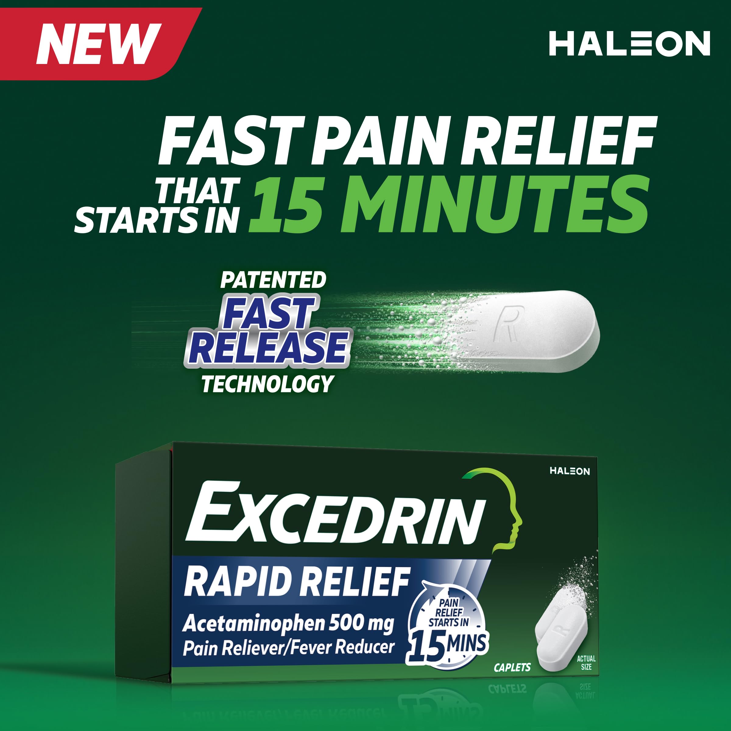 Excedrin Rapid Relief Caplets, 500mg Acetaminophen, 160 Count