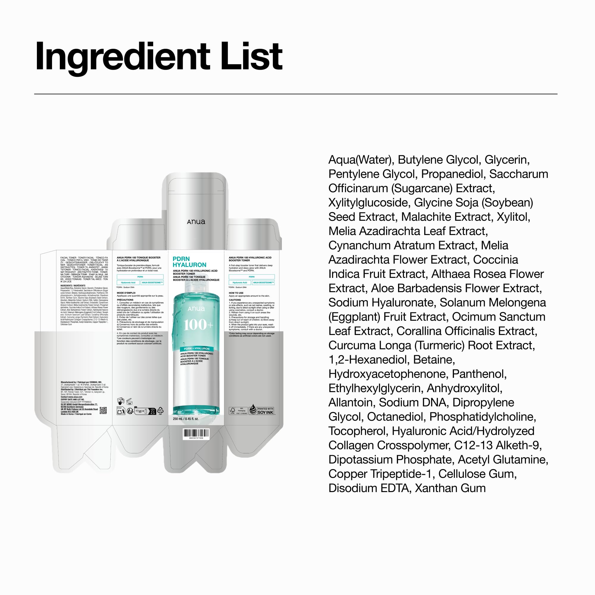 Anua PDRN 100 Hyaluronic Acid Booster Toner, 8.45 fl oz - ANUA