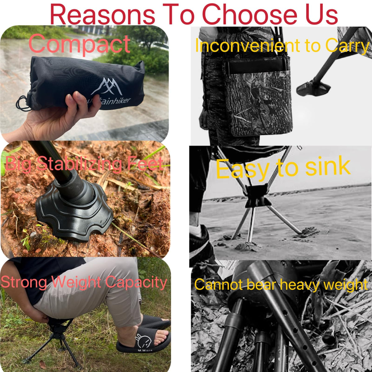Camping Stool Foldable Tripod Stool 360 Silent Rotating - FENGZIYU Official Imagery - 7