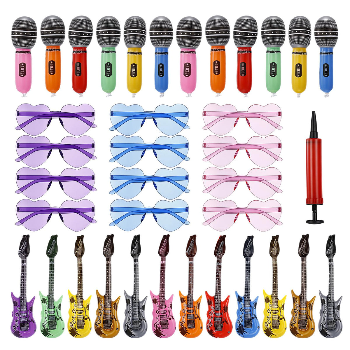 Rosvola 37 Pcs Inflatable Toy Set Include 12 Microphones - Rosvola Official Imagery - 1